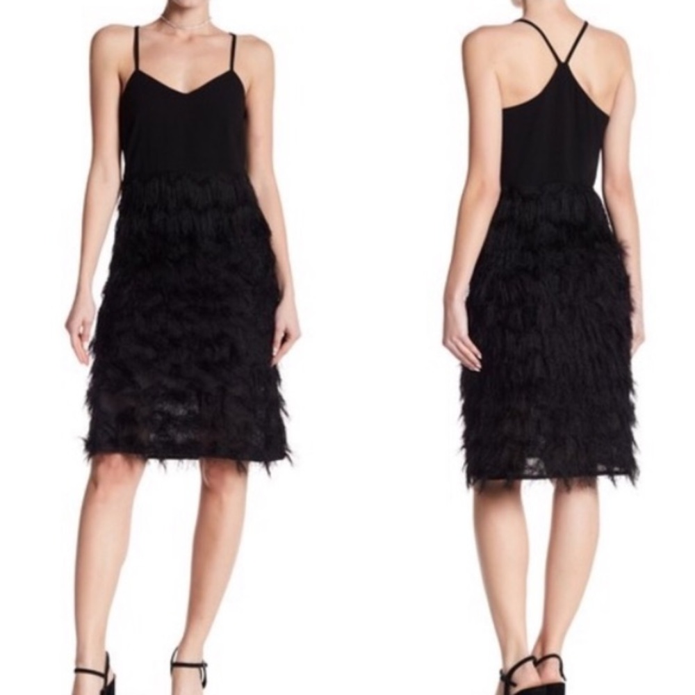 NWT Free Generation LA fringe faux feather dress